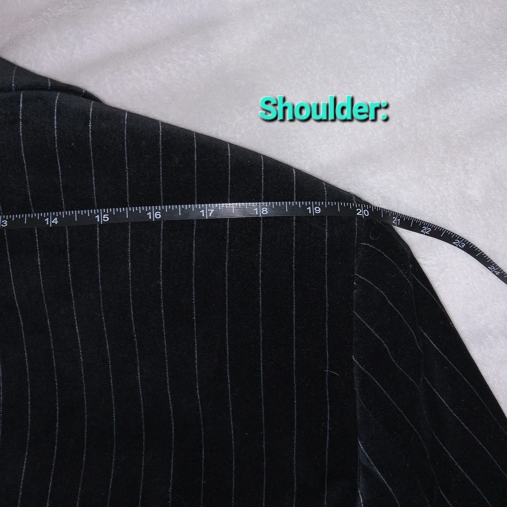 Andrew Fezza Velvet Pinstripe Blazer Mens 42R Black Luxury Sport Coat